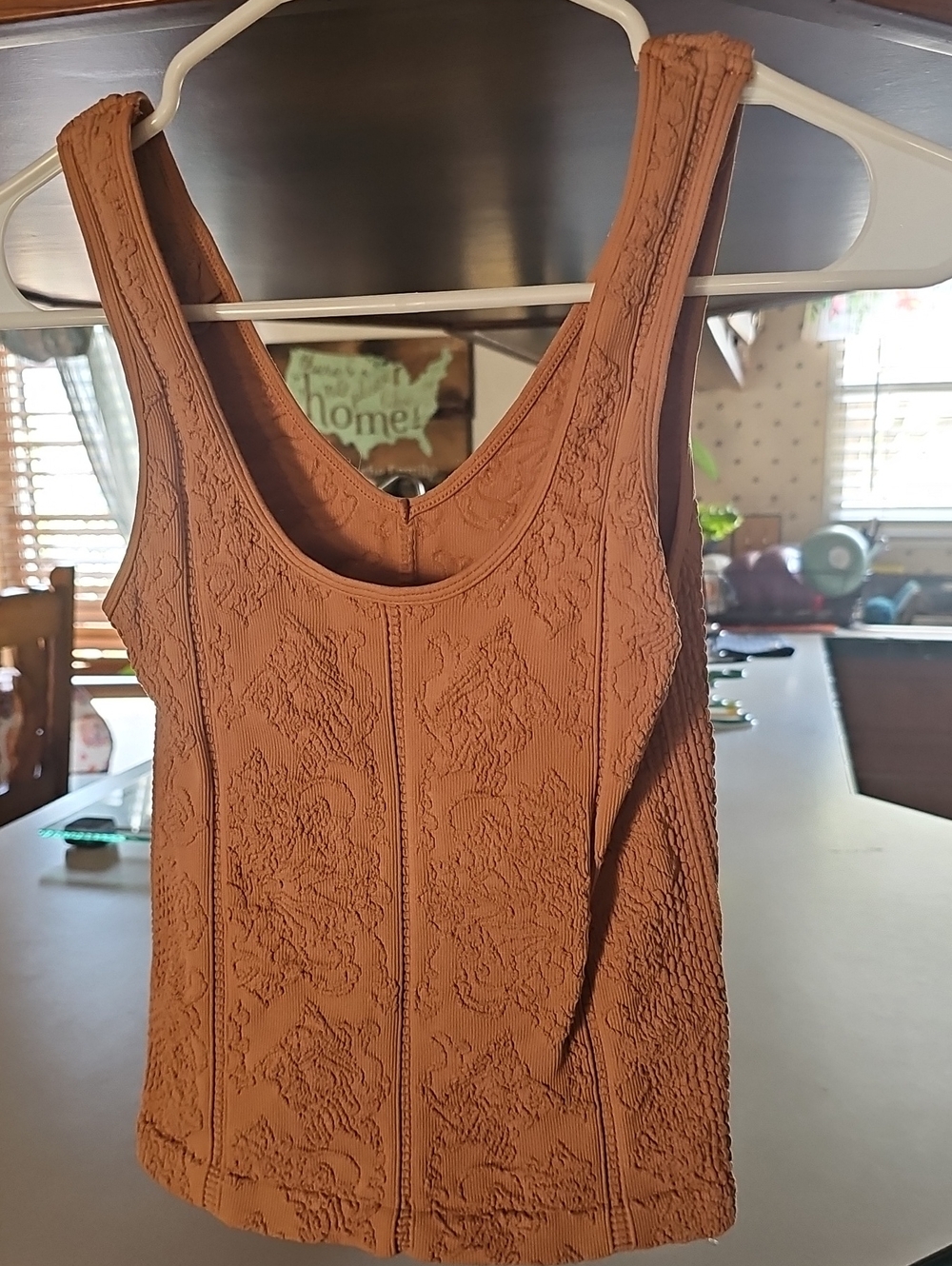 Nikibiki Rust Textured Scoop Neck Tank